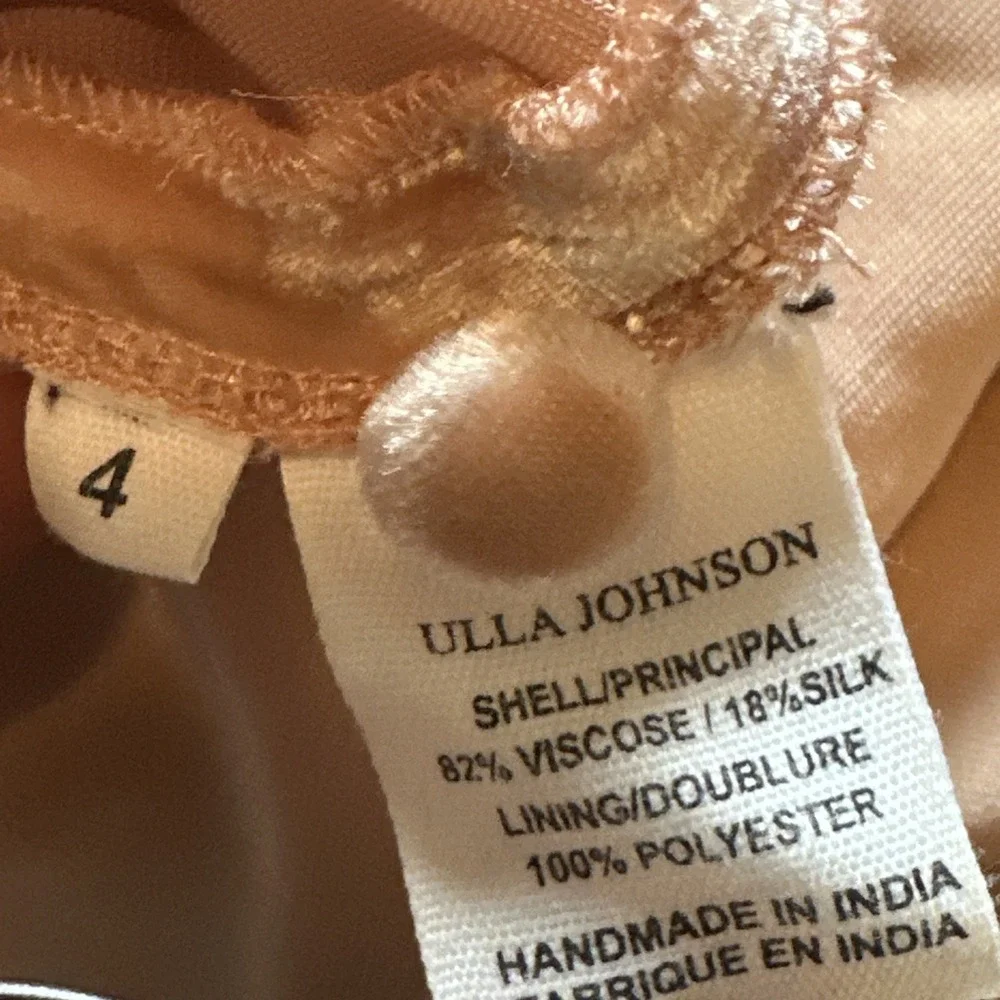 Ulla Johnson Gilles Velvet Puff Long Sleeve Blouse in Peach Size‎ 4